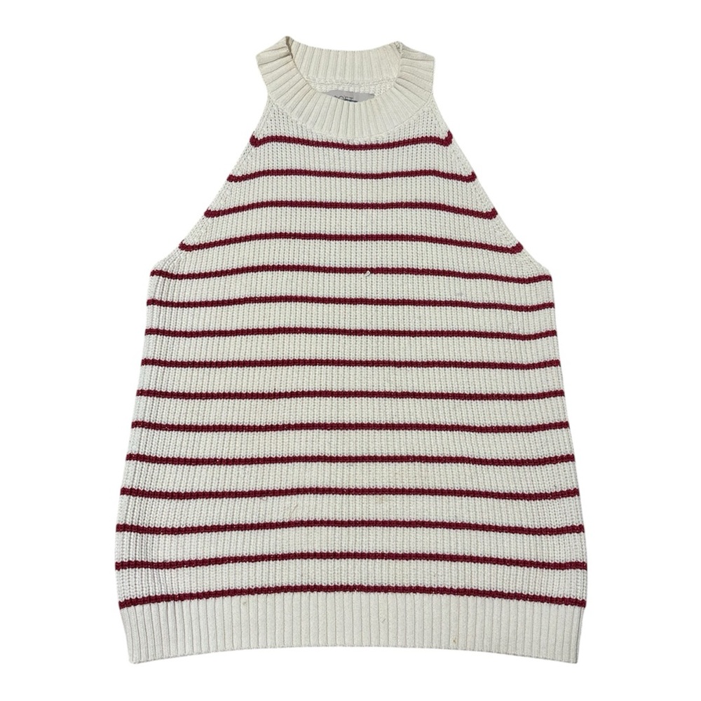LOFT Cream and Red Knit Top